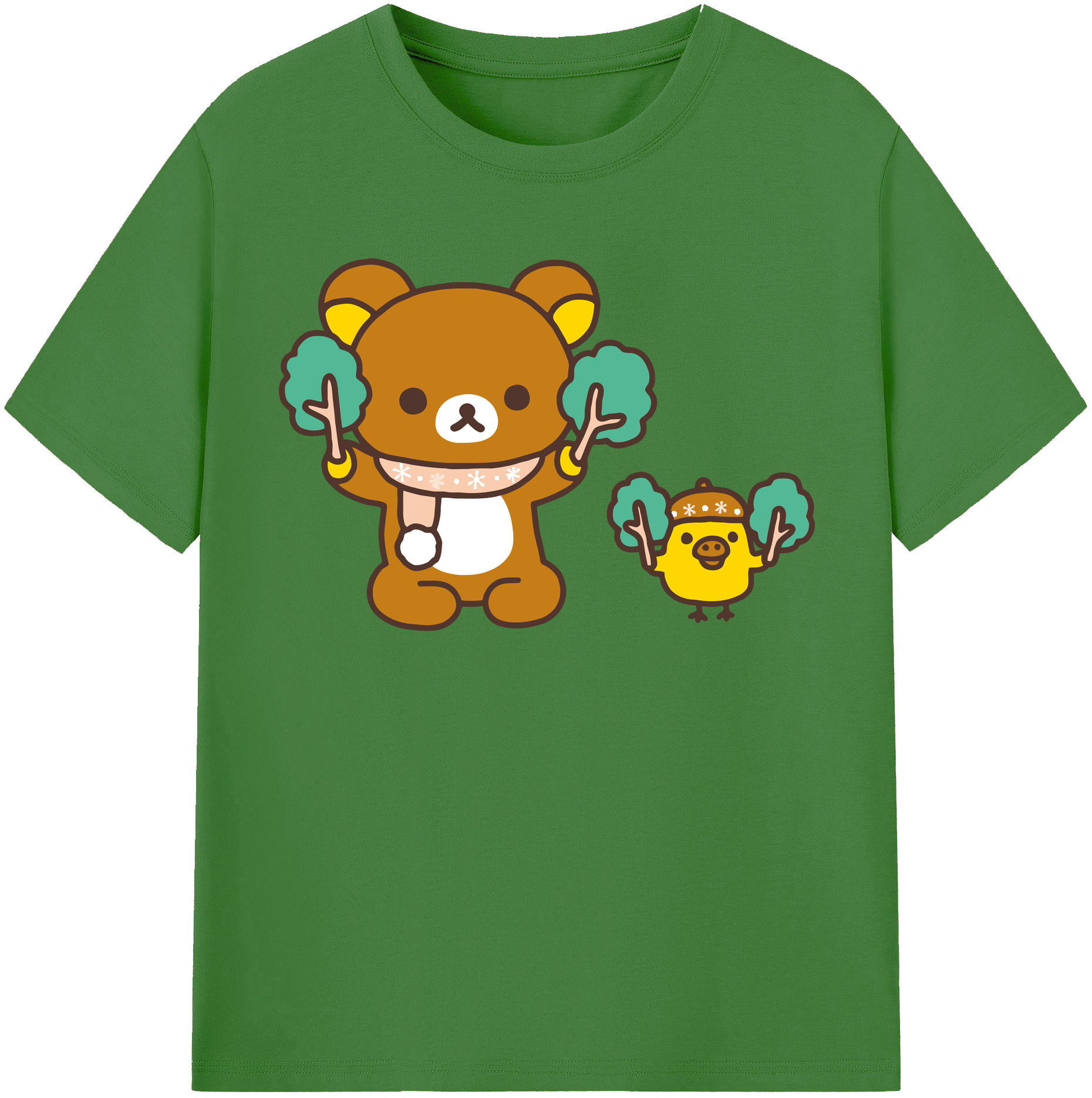 （画像用） リラックマ リラックマ キイロイトリ Rilakkuma Korilakkuma Kiiroitori レディースカジュアルプリントTシャツ（綿100％）